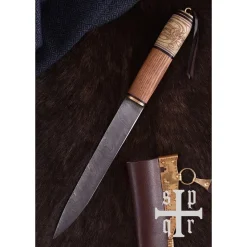 SPQR Viking Seax Avec Motif Noeud, Damas Acier -Epees Celtiques Magasin viking seax avec motif noeud damas acier 2